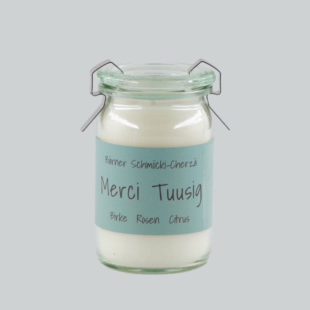 Mini Weckglas Bärner Schmöcki Cherzä - «Merci Tuusig»