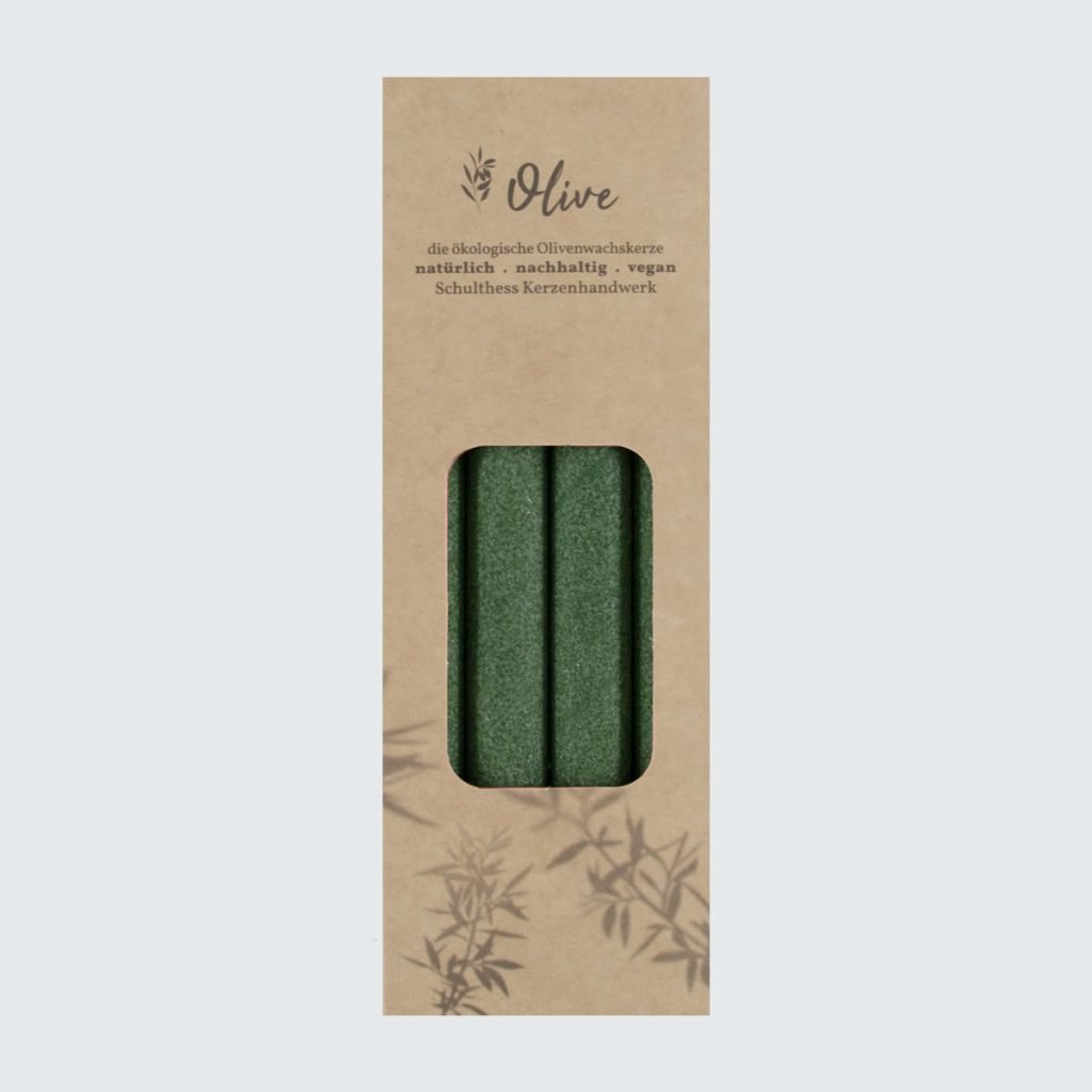 Olivenstabkerzen - Waldgrün 37