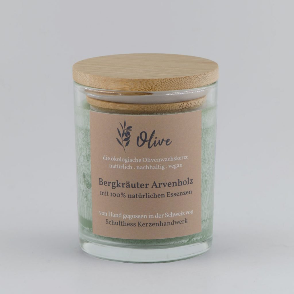 Klarglas mit Olivenwachs - Bergkräuter Arvenholz